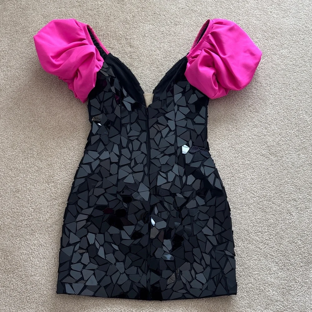 Sherri Hill Black and Pink Mini Dress - Picture 6 of 8